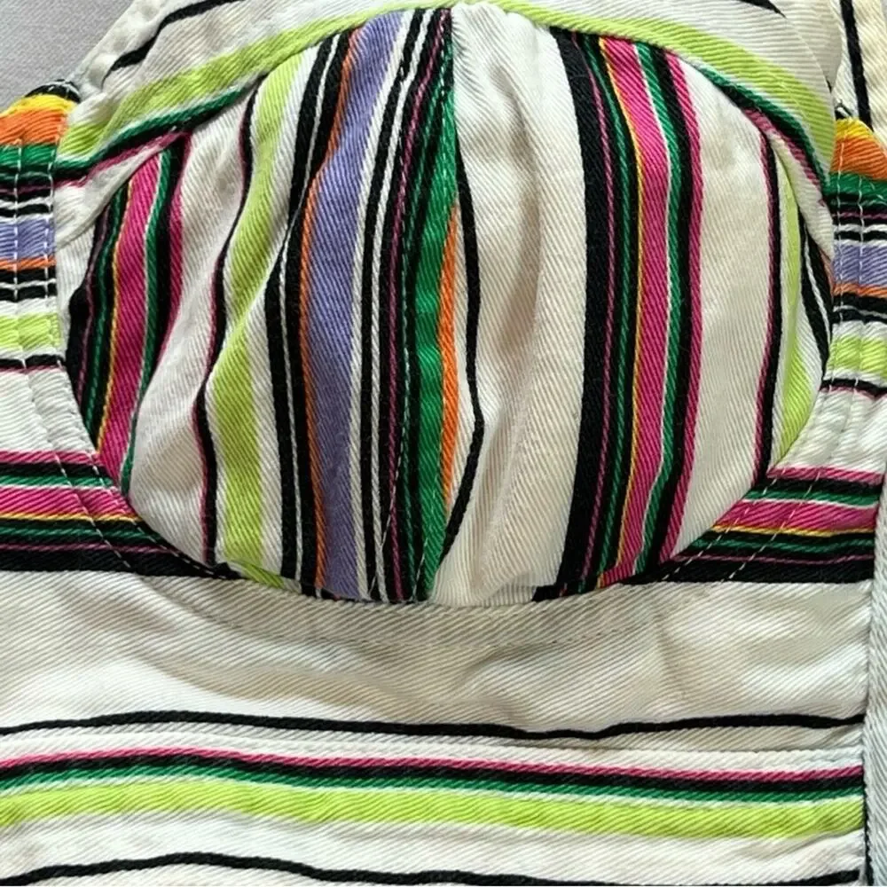 VINTAGE GITANO Multi Color Striped Cotton Bustier Top | S | 80s Retro Streetwear - Picture 8 of 13